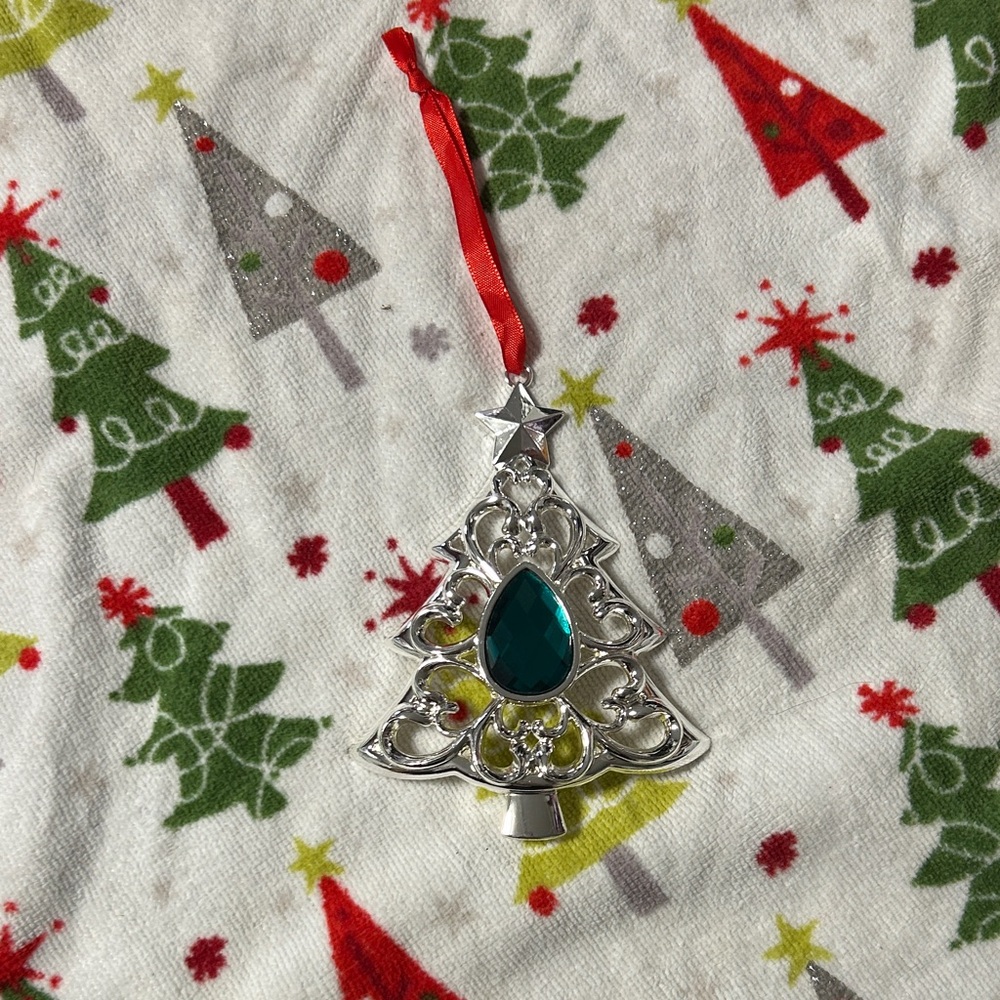 Lennox Silver and Green Christmas Tree Ornament